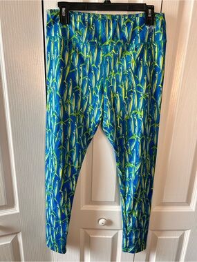 Guy Harvey Legging Women M Blue Yellowfin Tuna Fish Allover Print Pant Key West